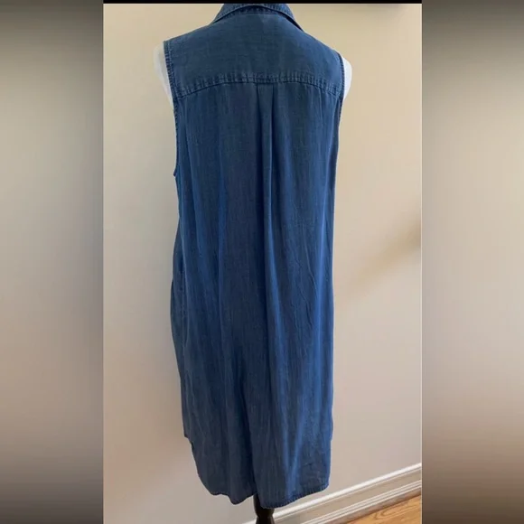 WYATT COLLECTION Womens Ladies Denim Blue Hi-Low Pockets Sheath Tunic Dress Sz L - Picture 6 of 10